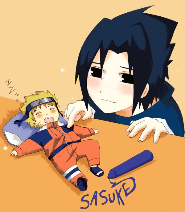 Chibi Naruto and Sasuke-kun